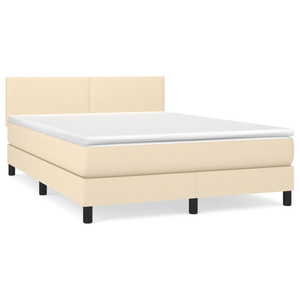 vidaXL Sommier à lattes de lit avec matelas Crème 140x190 cm Tissu