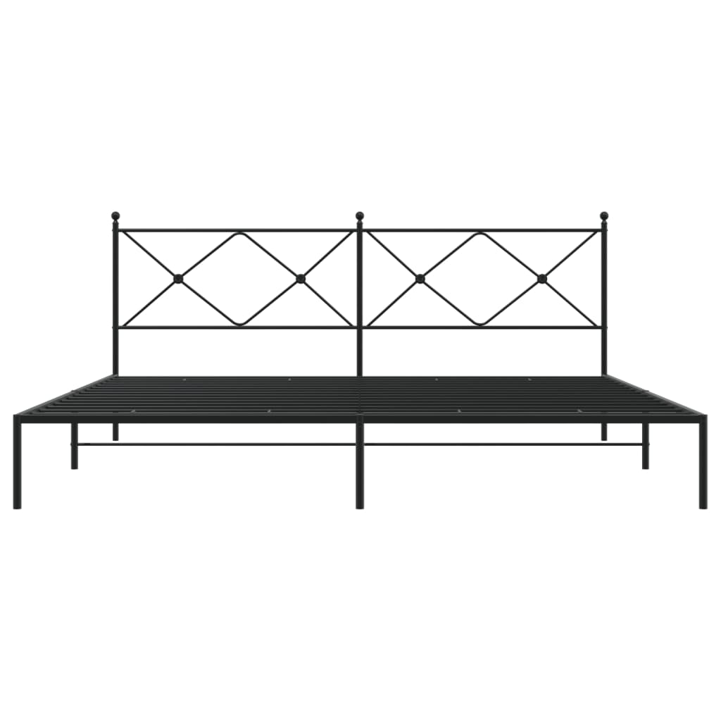 vidaXL Cadre de lit métal sans matelas avec tête de lit noir 200x200cm