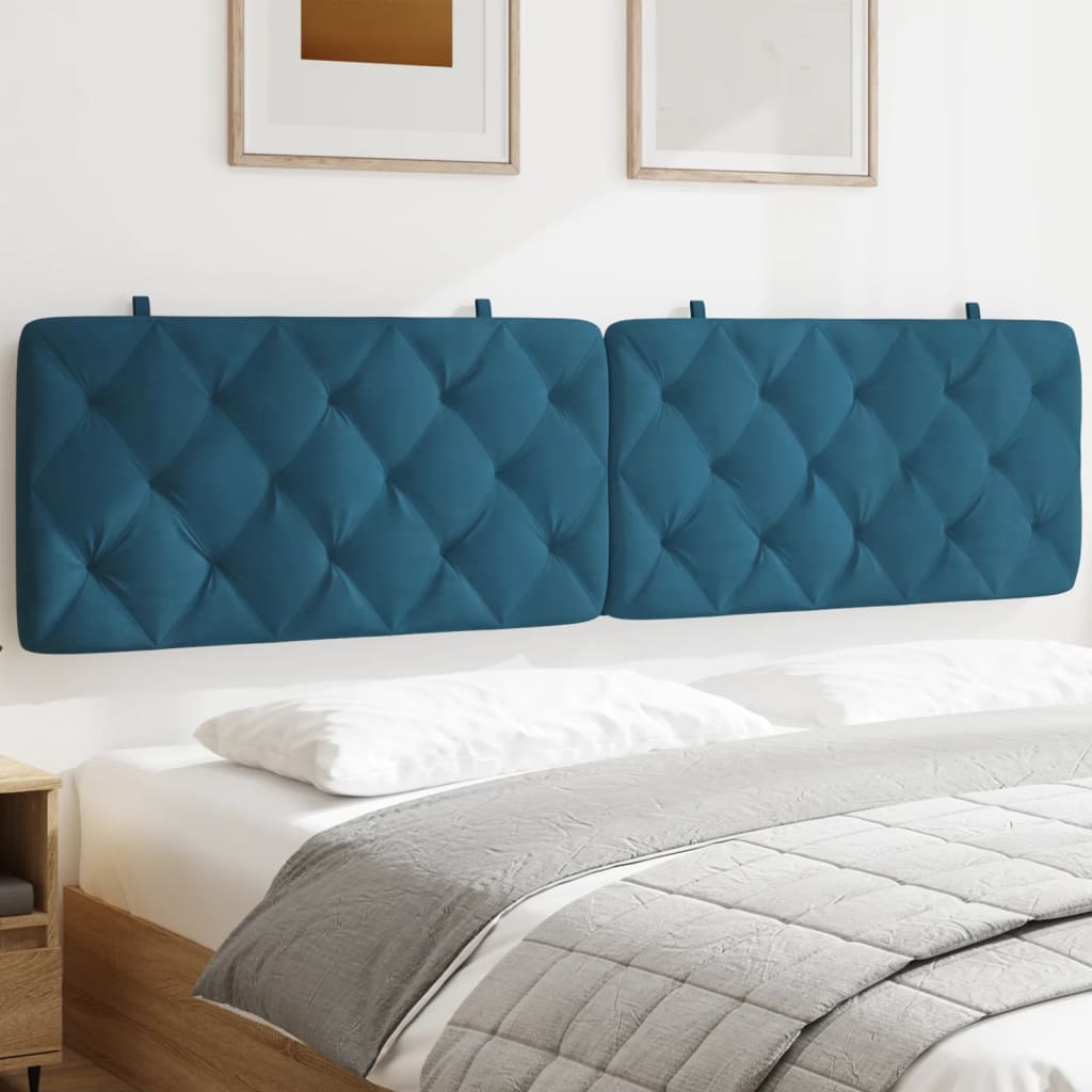 vidaXL Coussin de tête de lit bleu 200 cm velours