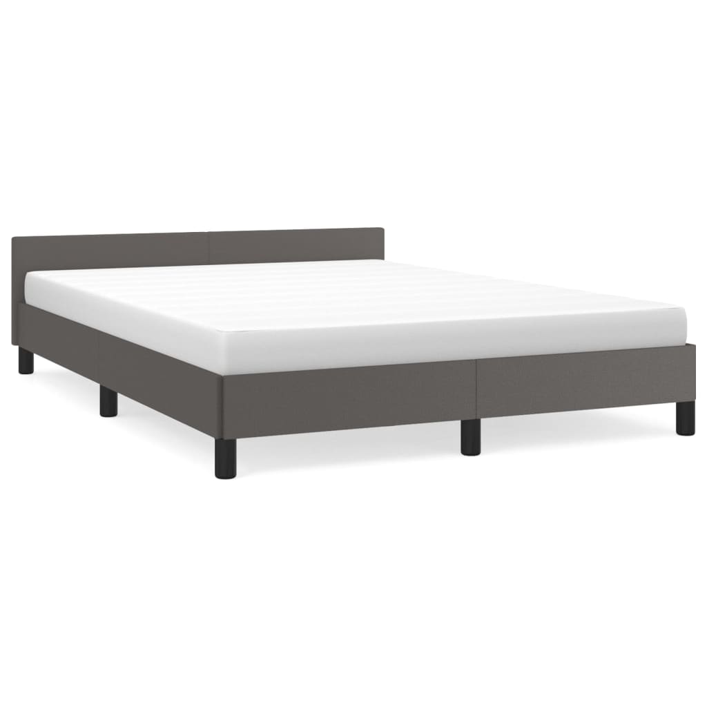 vidaXL Cadre de lit avec tête de lit sans matelas gris 140x190 cm