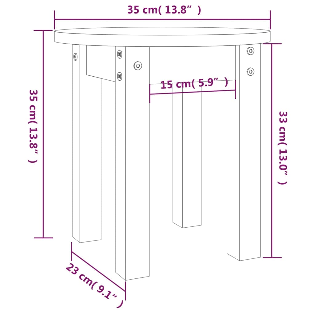 vidaXL Table basse Blanc Ø 35x35 cm Bois massif de pin