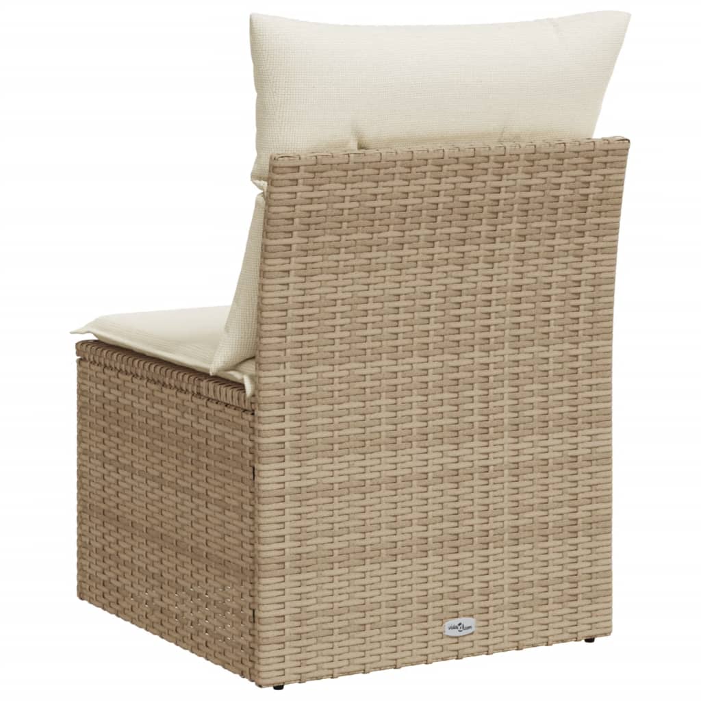 vidaXL Chaise de jardin sans accoudoirs avec coussins beige poly rotin