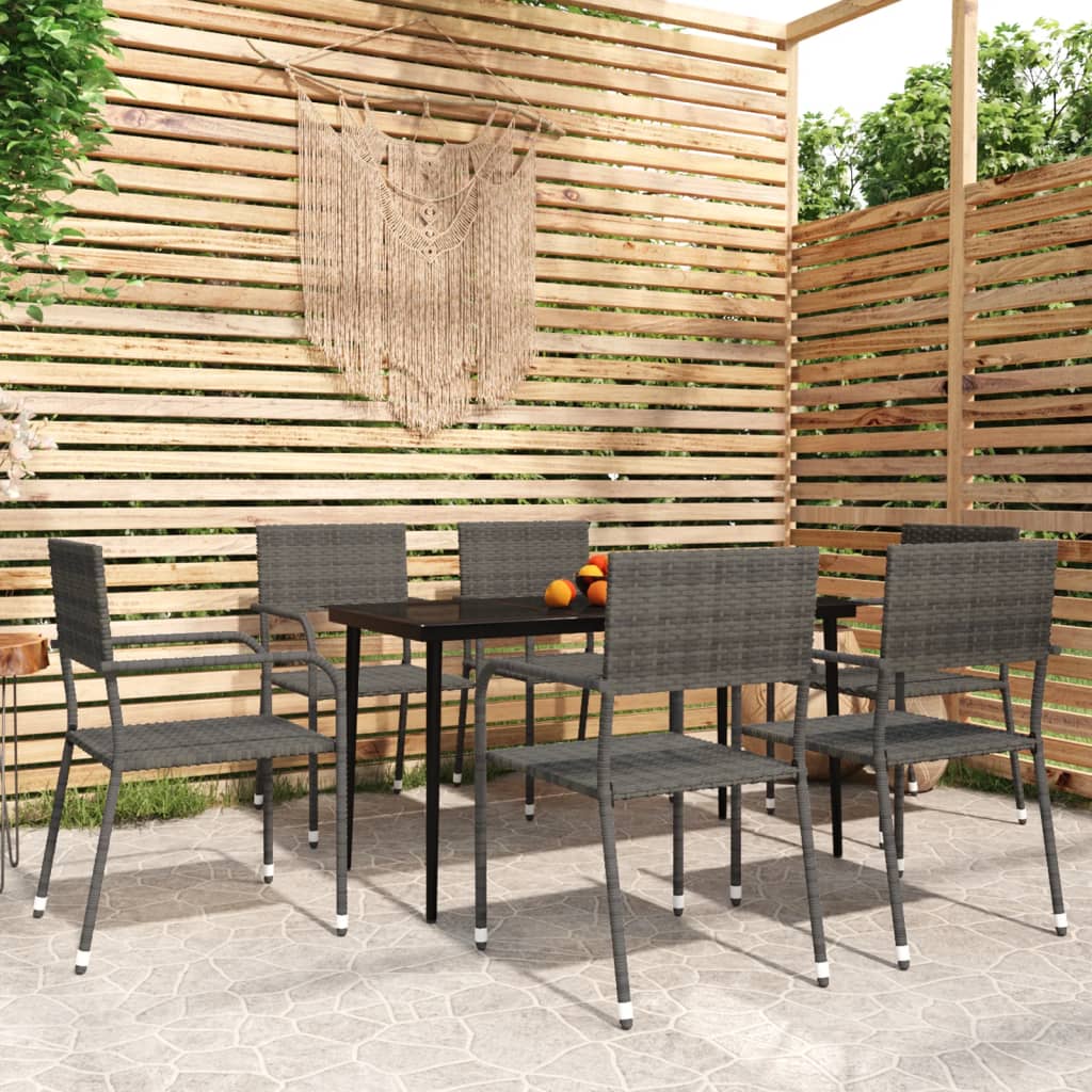 vidaXL Ensemble à manger de jardin 7 pcs Gris