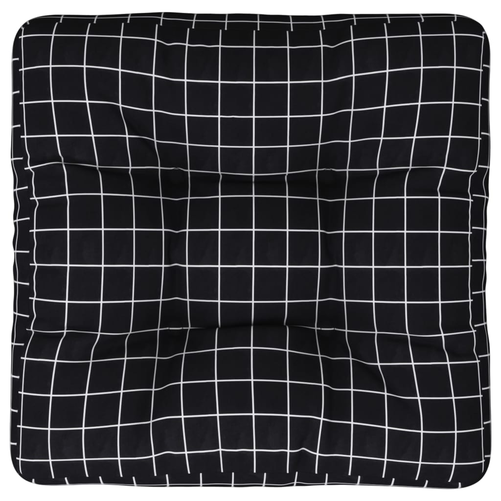 vidaXL Coussin de palette motif à carreaux noir 50x50x12 cm tissu