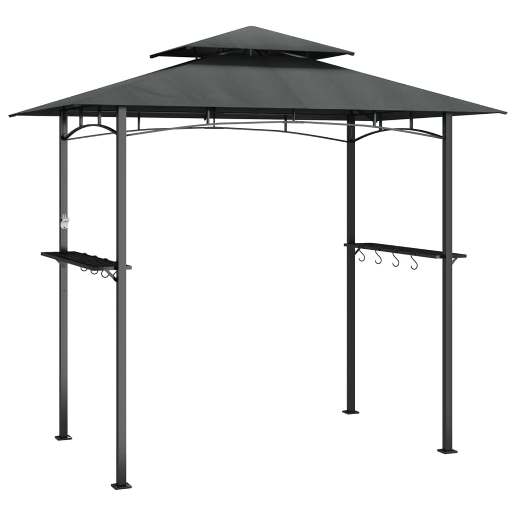 vidaXL Gazebo BBQ et étagères latérales anthracite 240x150x243cm acier