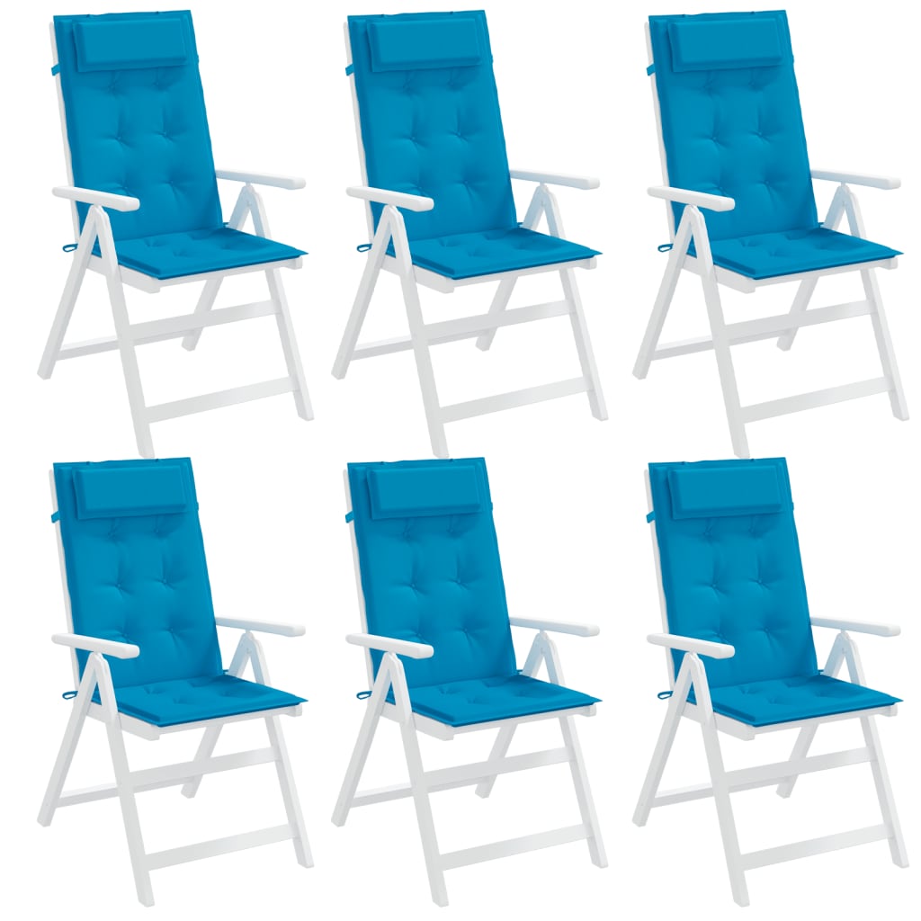 vidaXL Coussins de chaise à dossier haut lot de 6 bleu clair
