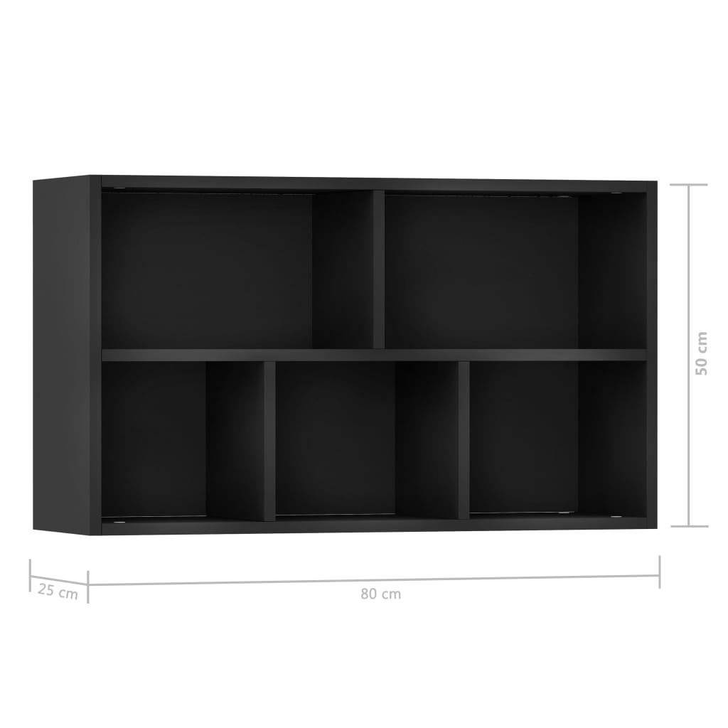 vidaXL Bibliothèque/Buffet Noir 50x25x80 cm Aggloméré