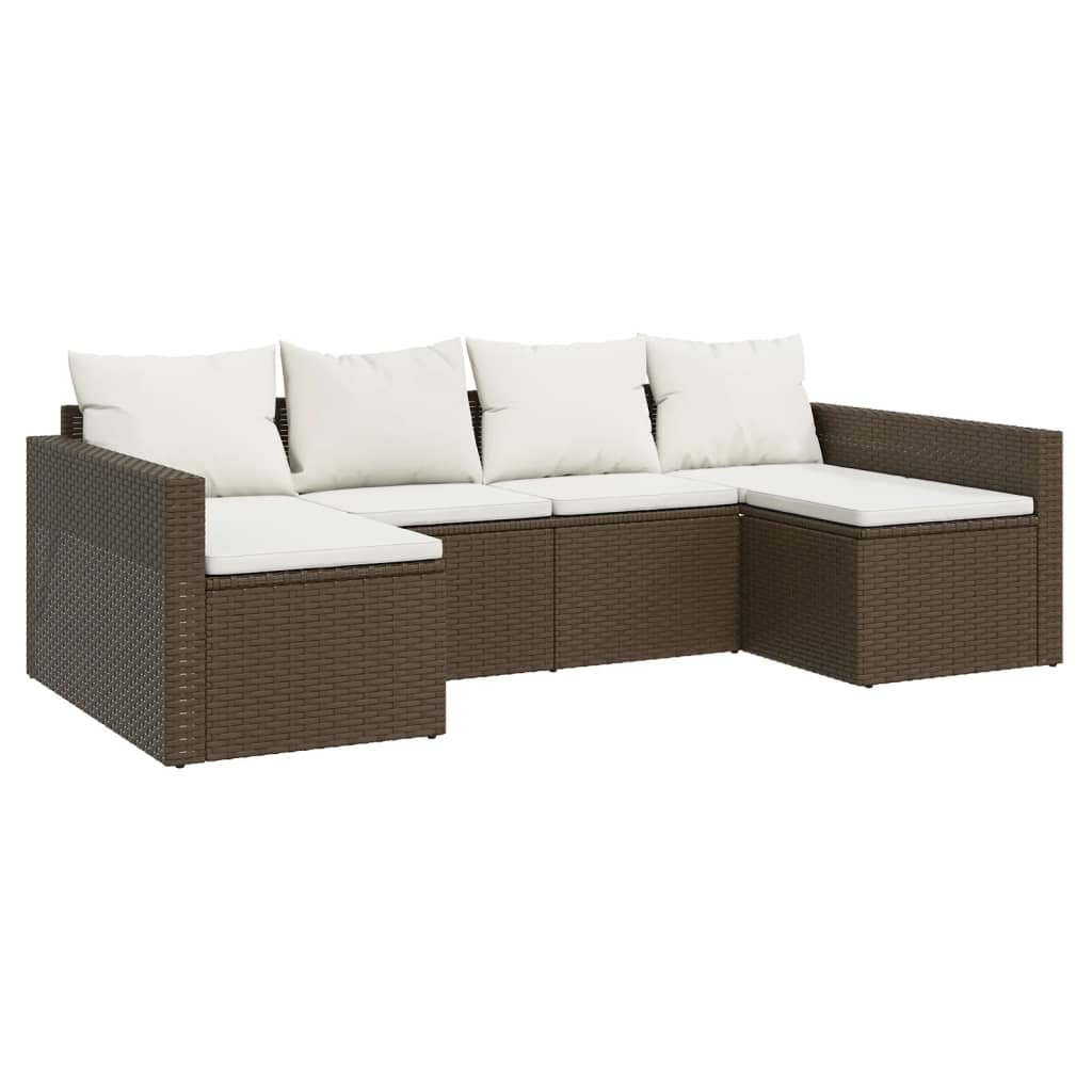 vidaXL Salon de jardin 2 pcs avec coussins Marron Résine tressée