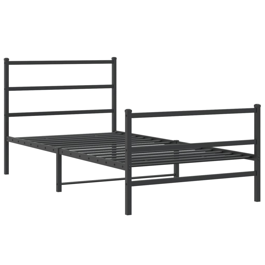 vidaXL Cadre de lit métal sans matelas et pied de lit noir 100x200 cm