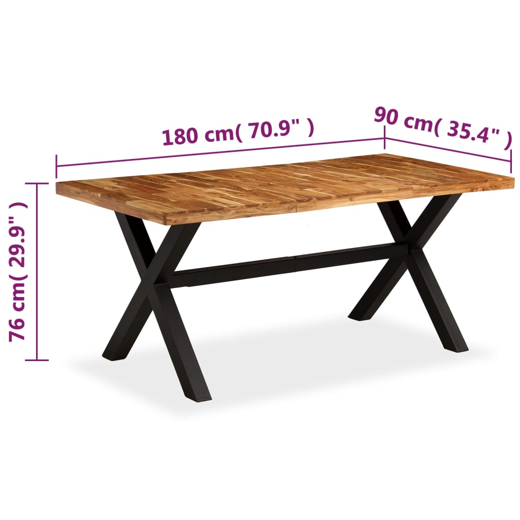 vidaXL Table de salle à manger Bois d'acacia et manguier 180x90x76 cm