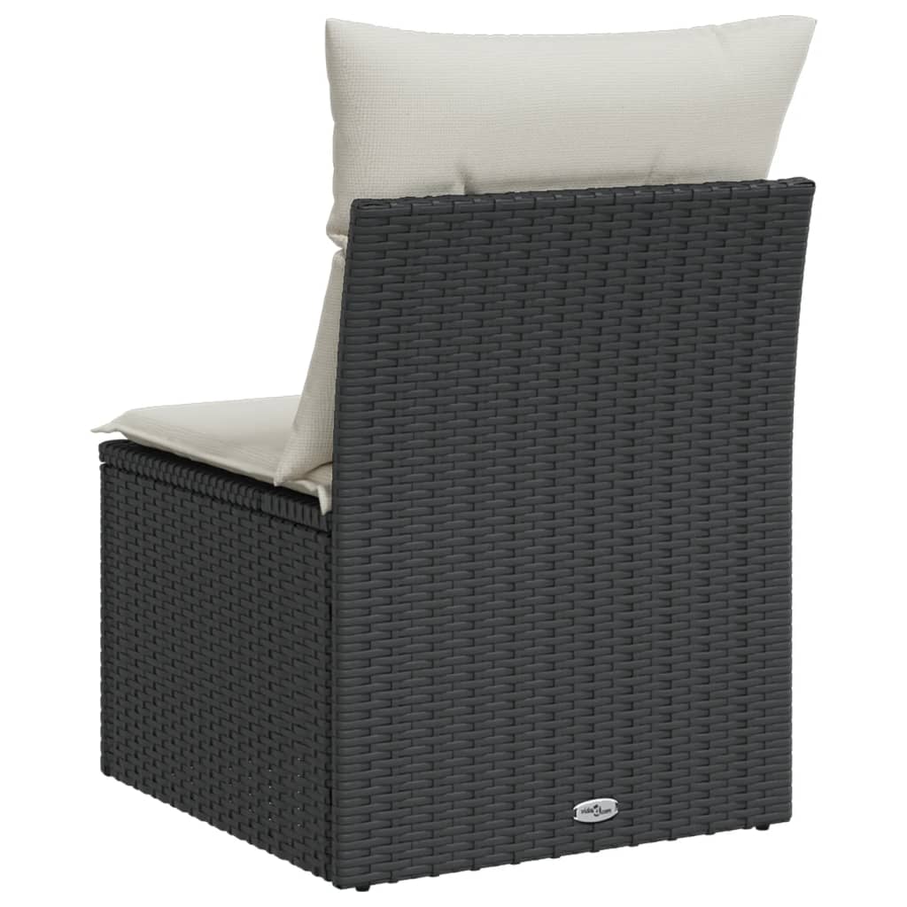 vidaXL Chaise de jardin sans accoudoirs avec coussins noir poly rotin