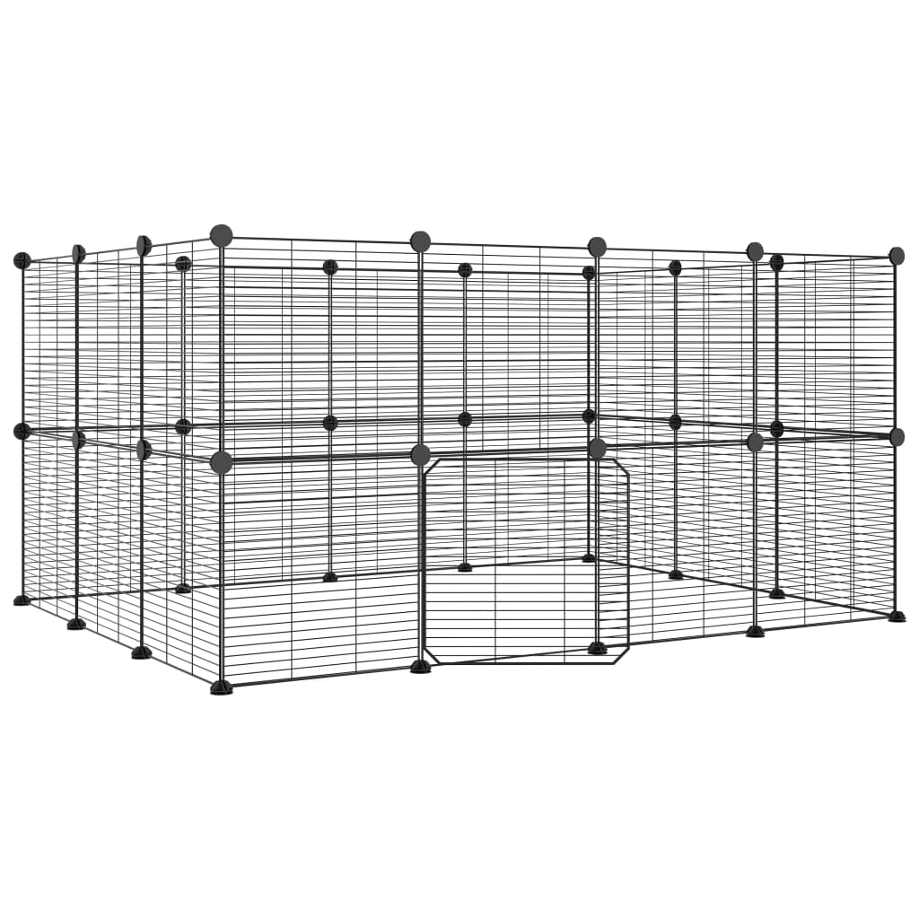 vidaXL Cage animaux de compagnie à 28 panneaux et porte Noir 35x35 cm