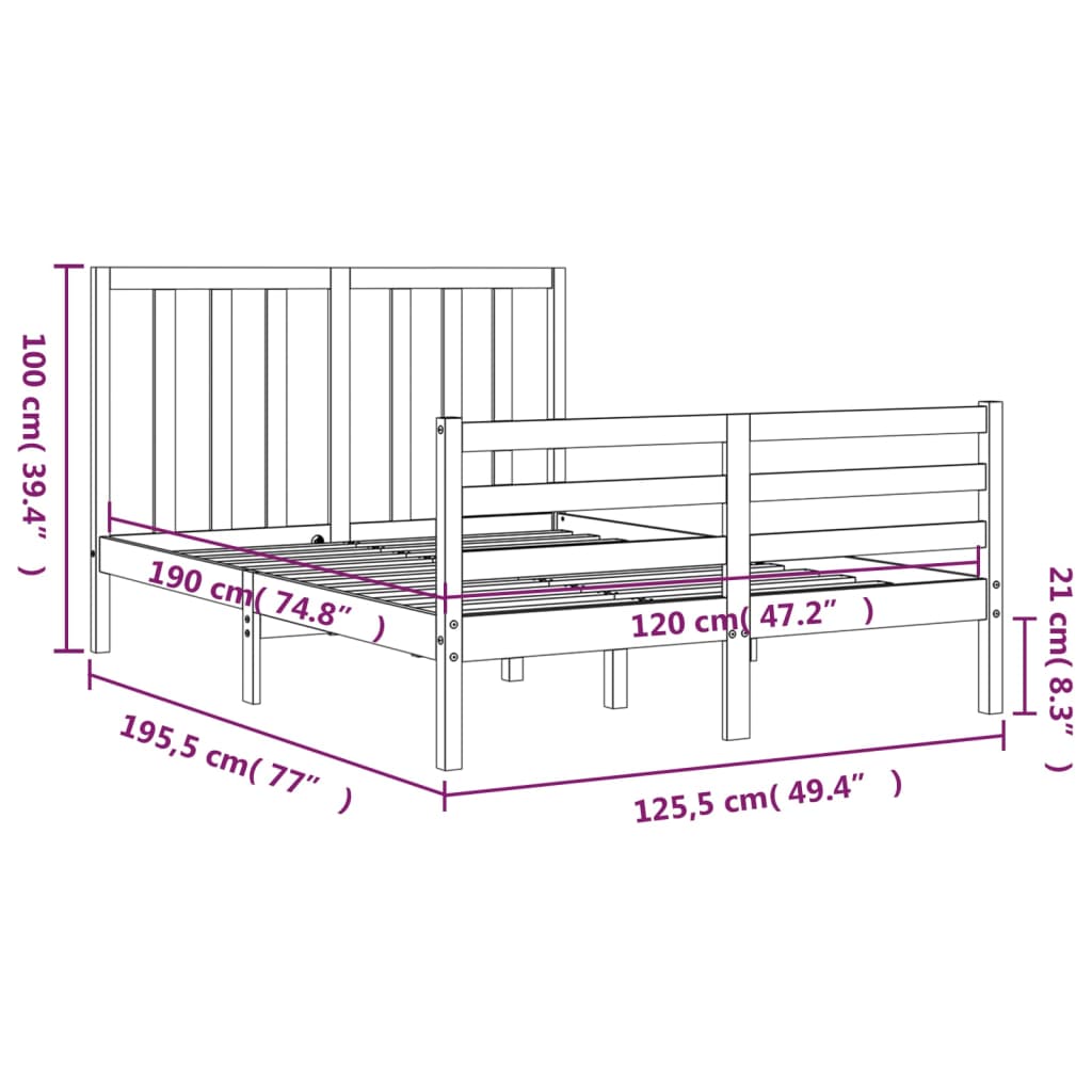 vidaXL Cadre de lit sans matelas blanc bois de pin massif