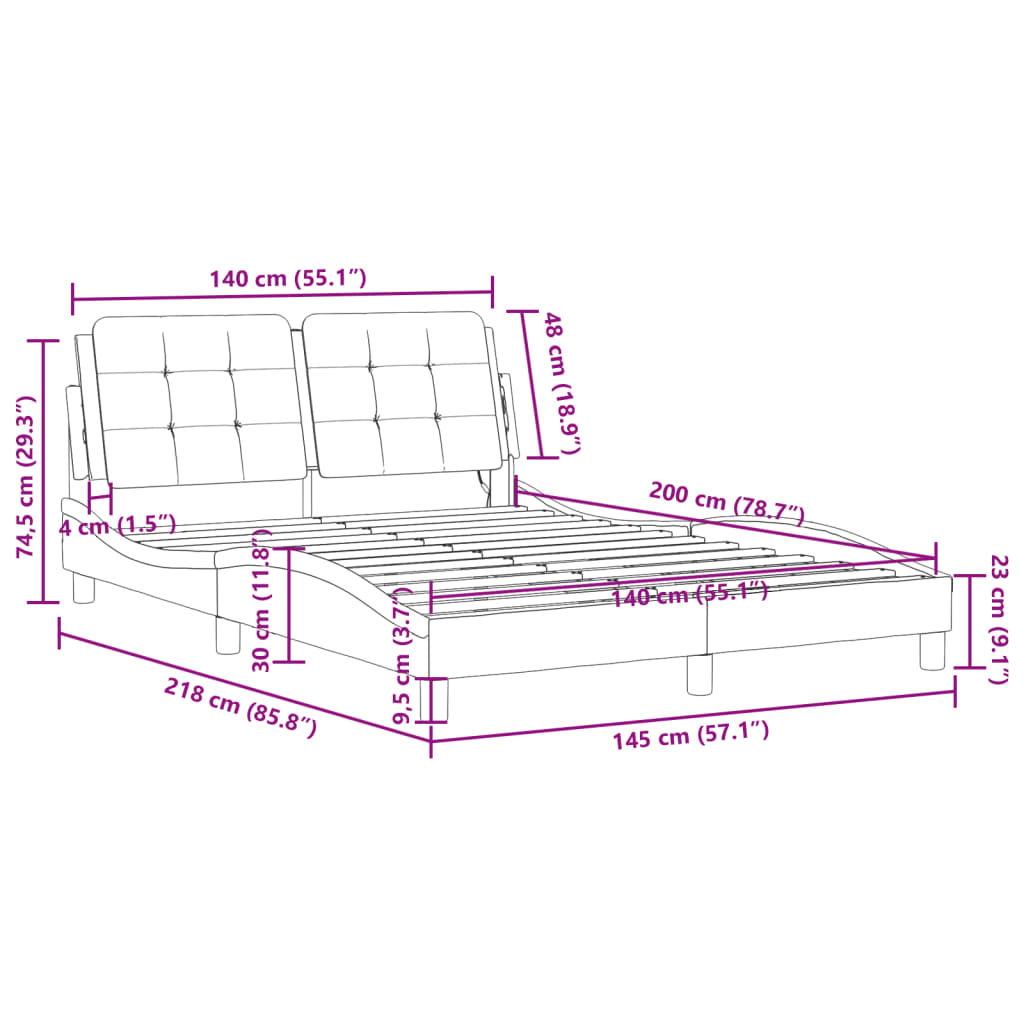 vidaXL Cadre de lit sans matelas blanc 140x200 cm similicuir