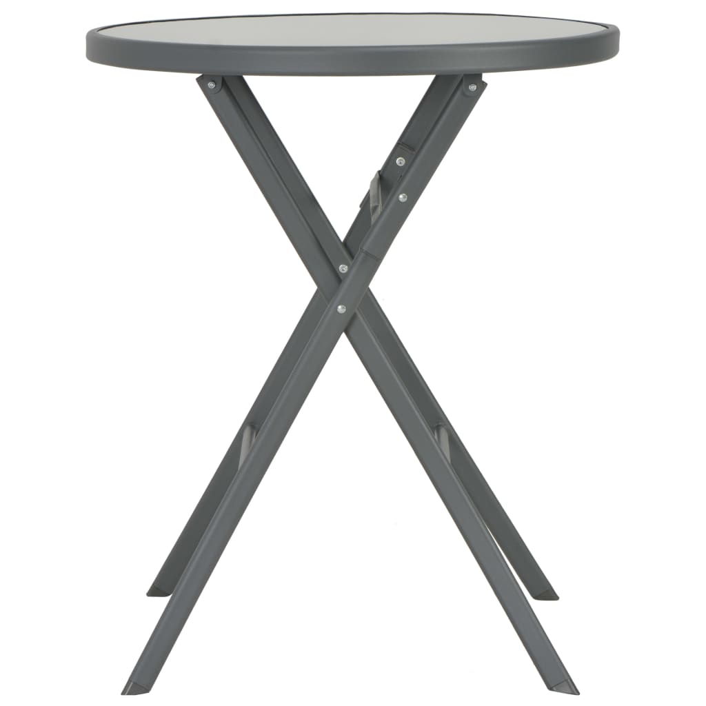 vidaXL Table de bistro pliable Gris 60 x 70 cm Verre et acier