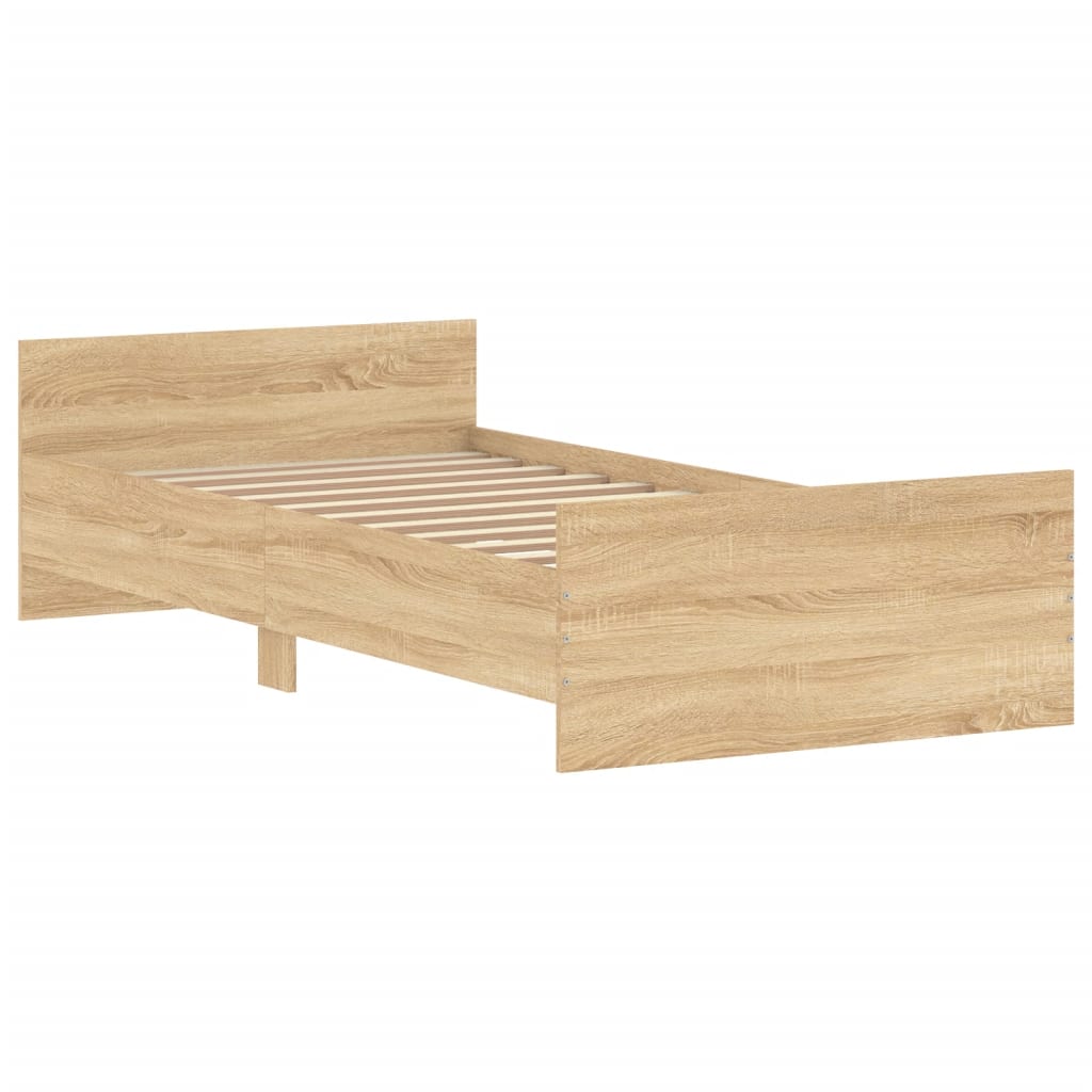 vidaXL Cadre de lit chêne sonoma 100x200 cm bois d'ingénierie