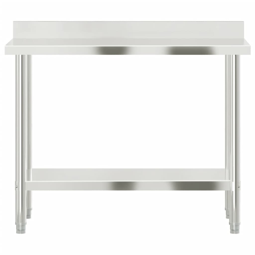 vidaXL Table de travail de cuisine avec dosseret 110x55x93 cm inox