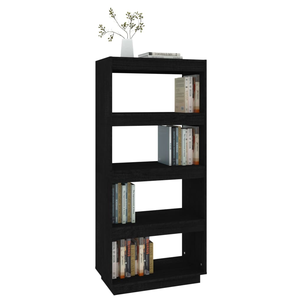 vidaXL Bibliothèque/Séparateur de pièce Noir 60x35x135 cm Pin massif