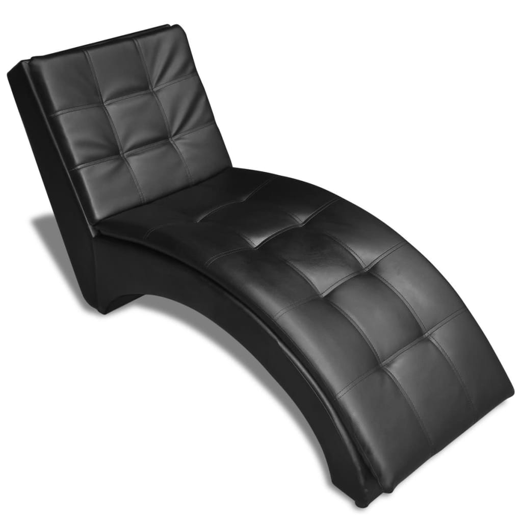 vidaXL Chaise longue avec oreiller Noir Similicuir