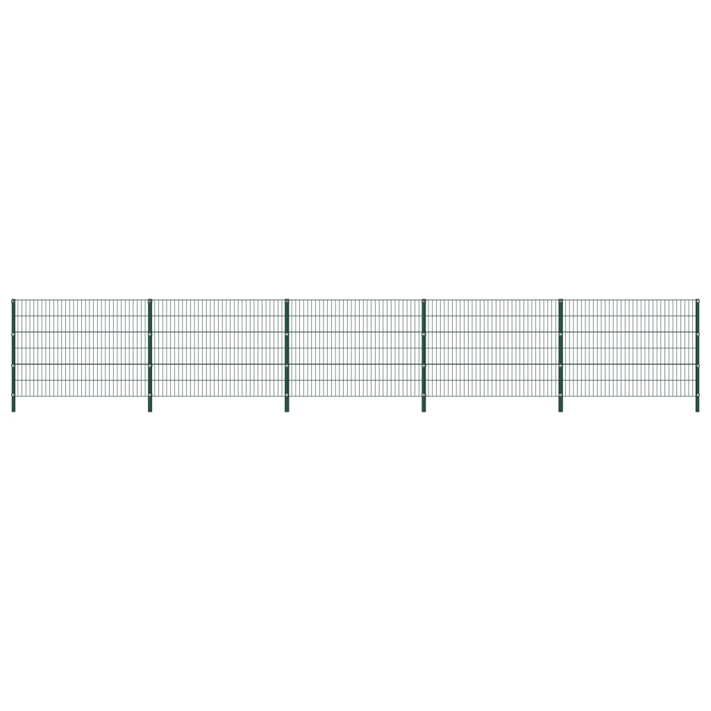 vidaXL Panneau de clôture avec poteaux Fer 8,5 x 1,2 m Vert