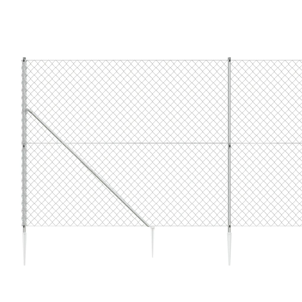 vidaXL Clôture à mailles losangées avec ancrage argenté 2x25 m