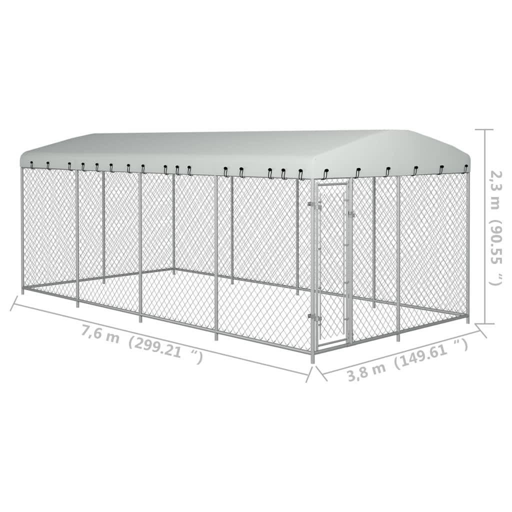 vidaXL Chenil extérieur avec toit pour chiens 7,6x3,8x2,3 m