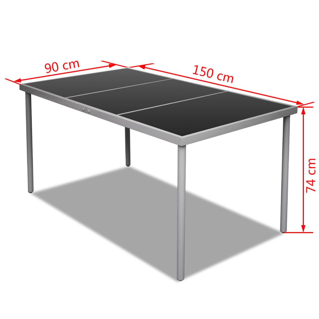 vidaXL Table de jardin avec dessus de table en verre 150x90x74 cm