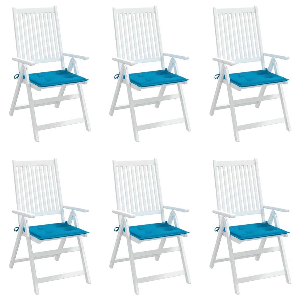 vidaXL Coussins de chaise de jardin 6 pcs Bleu 50x50x3 cm Tissu