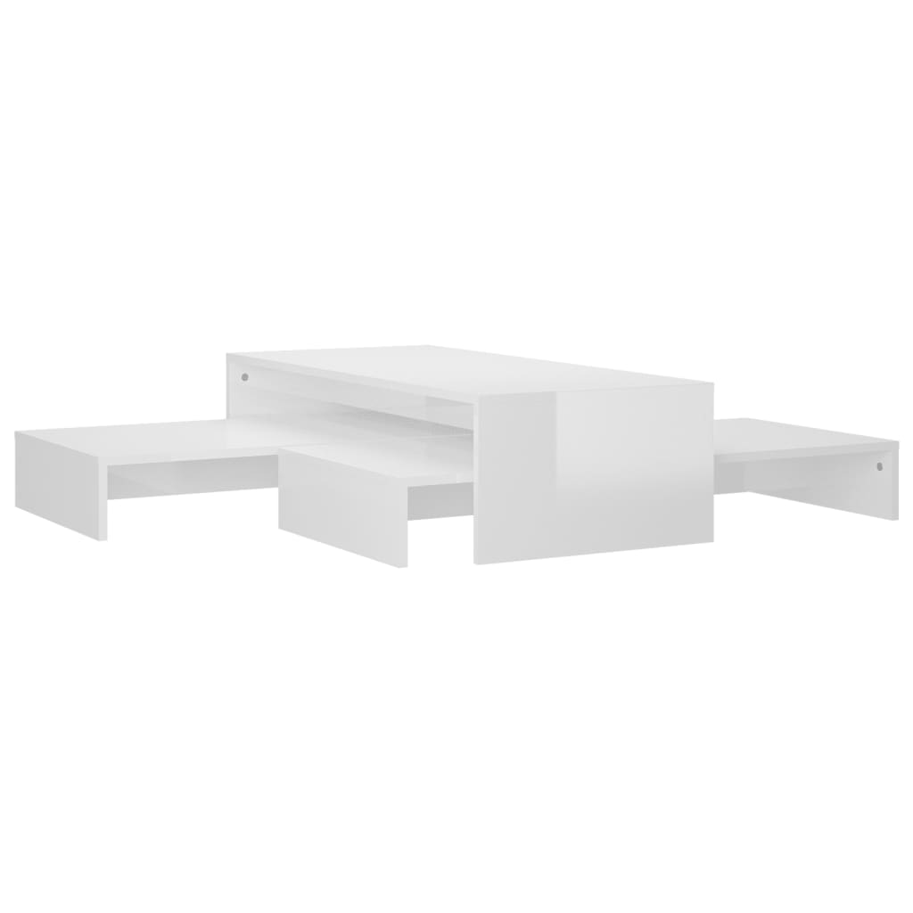 vidaXL Ensemble tables basses gigognes Blanc brillant 100x100x26,5 cm