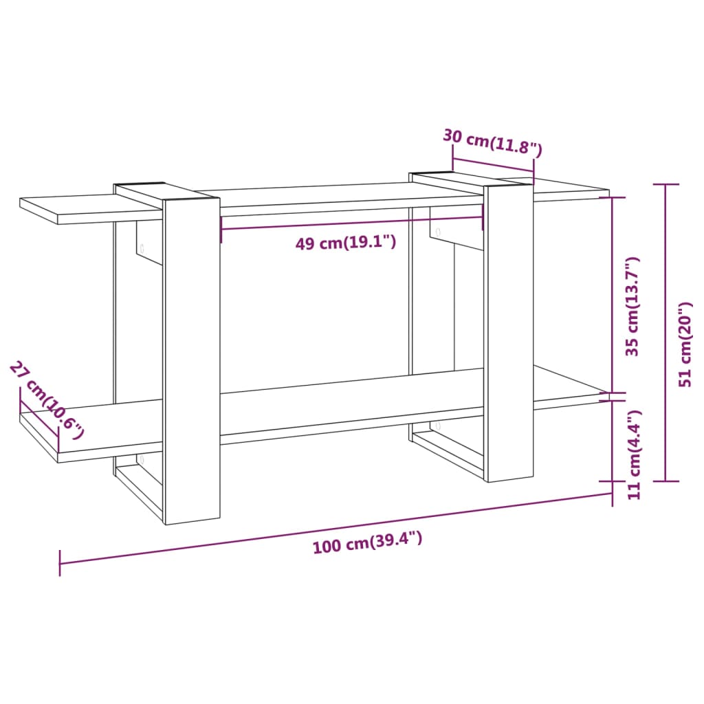 vidaXL Bibliothèque Blanc 100x30x51 cm Bois d'ingénierie