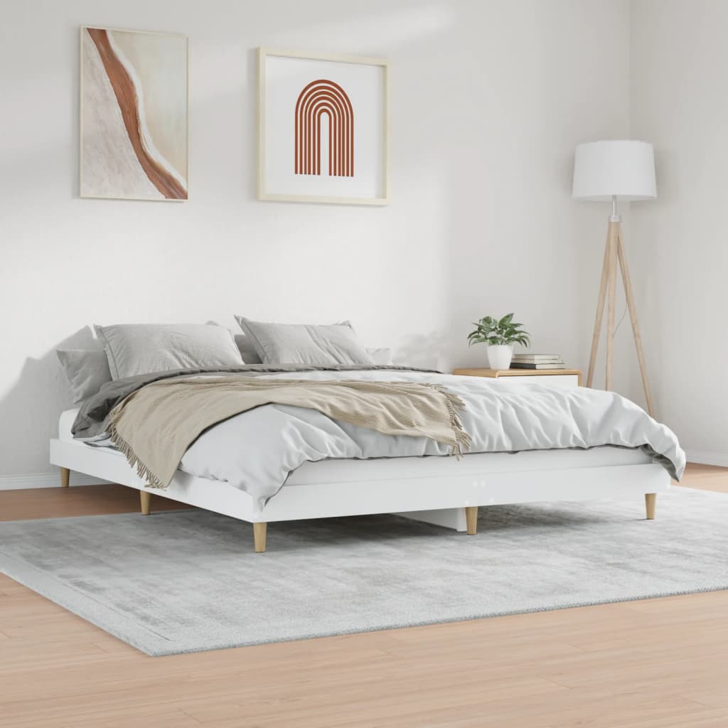 vidaXL Cadre de lit sans matelas blanc 180x200 cm bois d'ingénierie