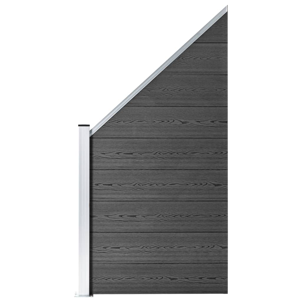 vidaXL Ensemble de panneau de clôture WPC 446x(105-186) cm Noir