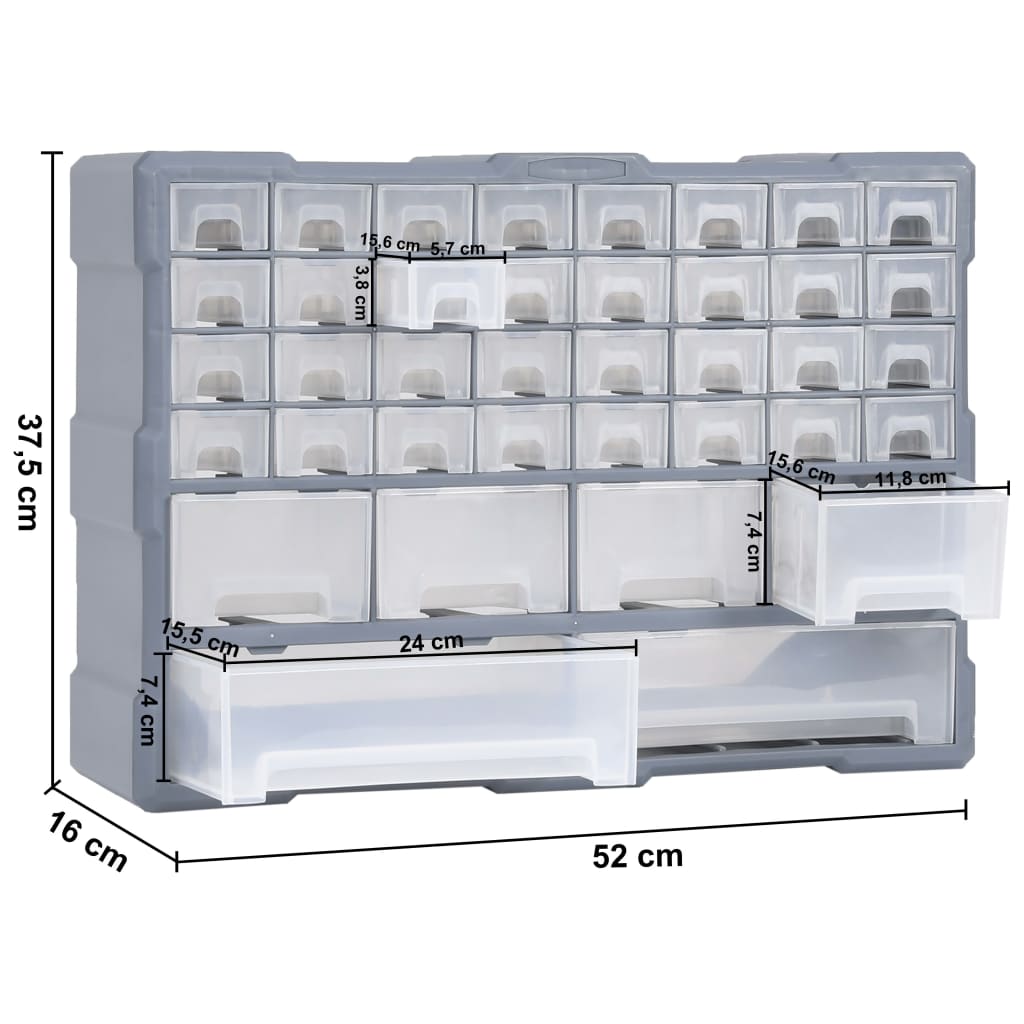 vidaXL Organisateur multi-tiroirs avec 38 tiroirs 52x16x37,5 cm