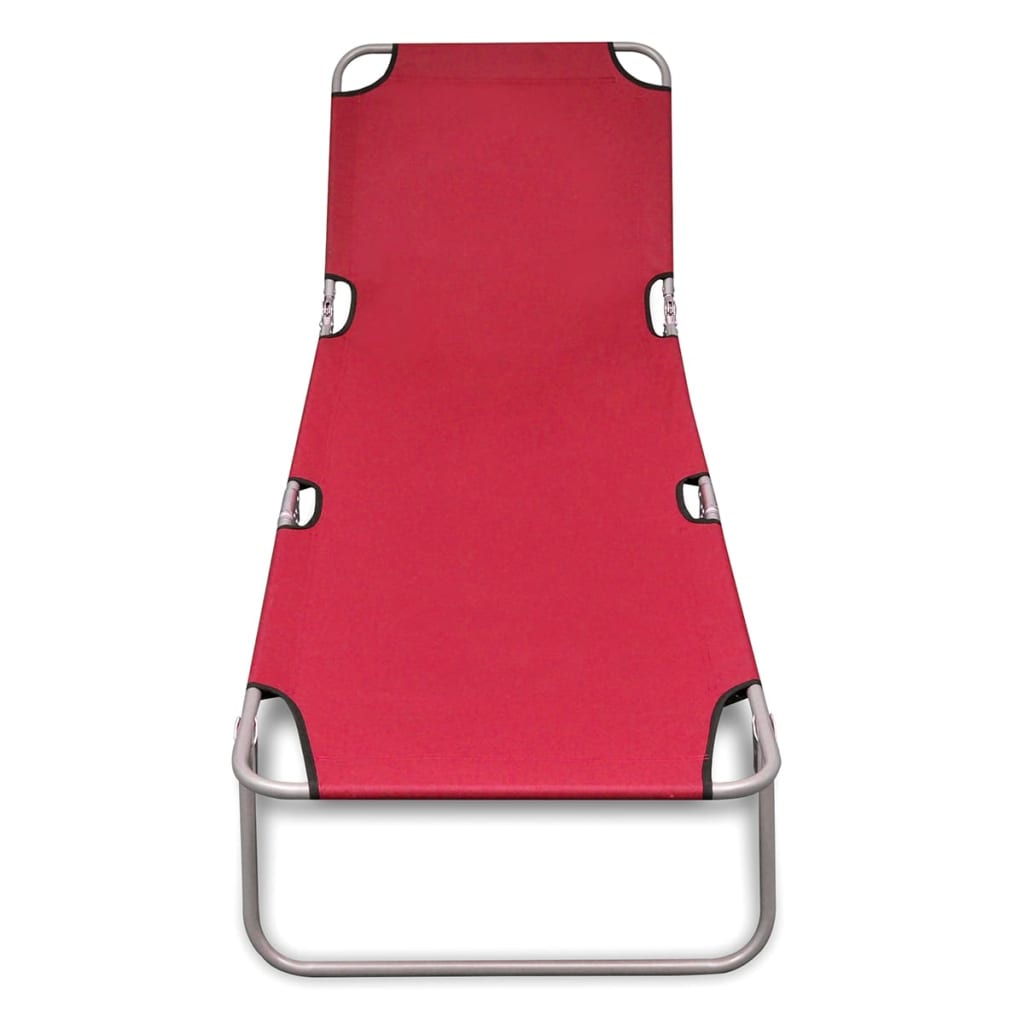 vidaXL Chaise longue pliable acier enduit de poudre rouge