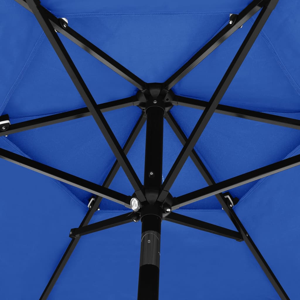 vidaXL Parasol à 3 niveaux avec mât en aluminium Bleu azuré 2,5 m