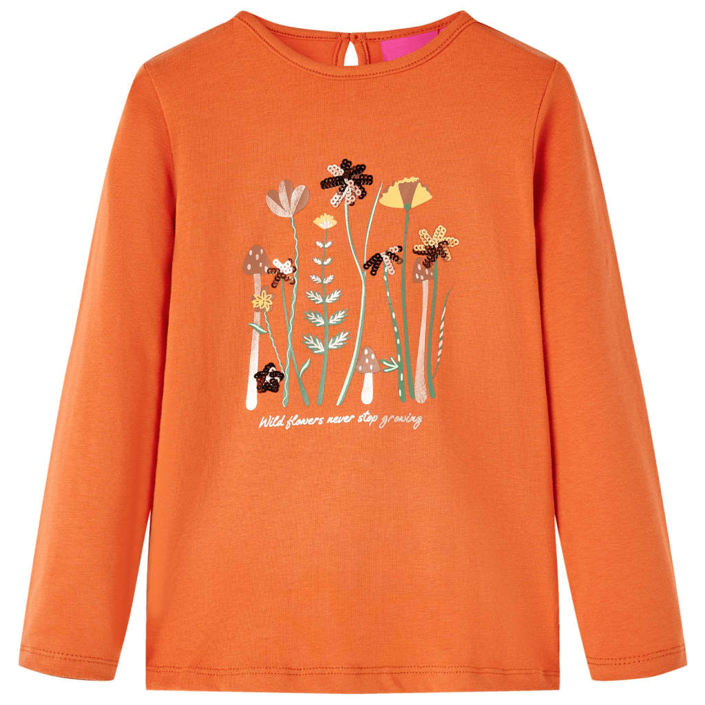 T-shirt enfants à manches longues orange brûlé 92