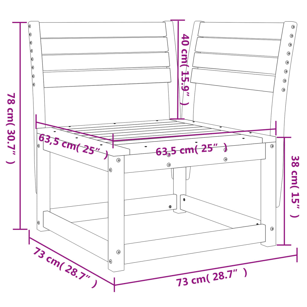 vidaXL Canapé d'angle de jardin 73x73x78 cm bois massif douglas