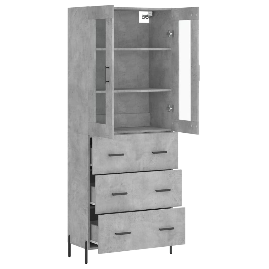 vidaXL Buffet haut Gris béton 69,5x34x180 cm Bois d'ingénierie