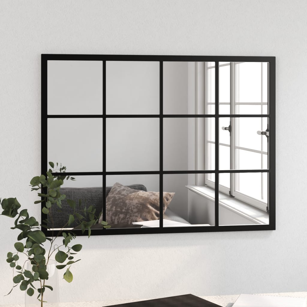 vidaXL Miroir mural noir 80x60 cm métal