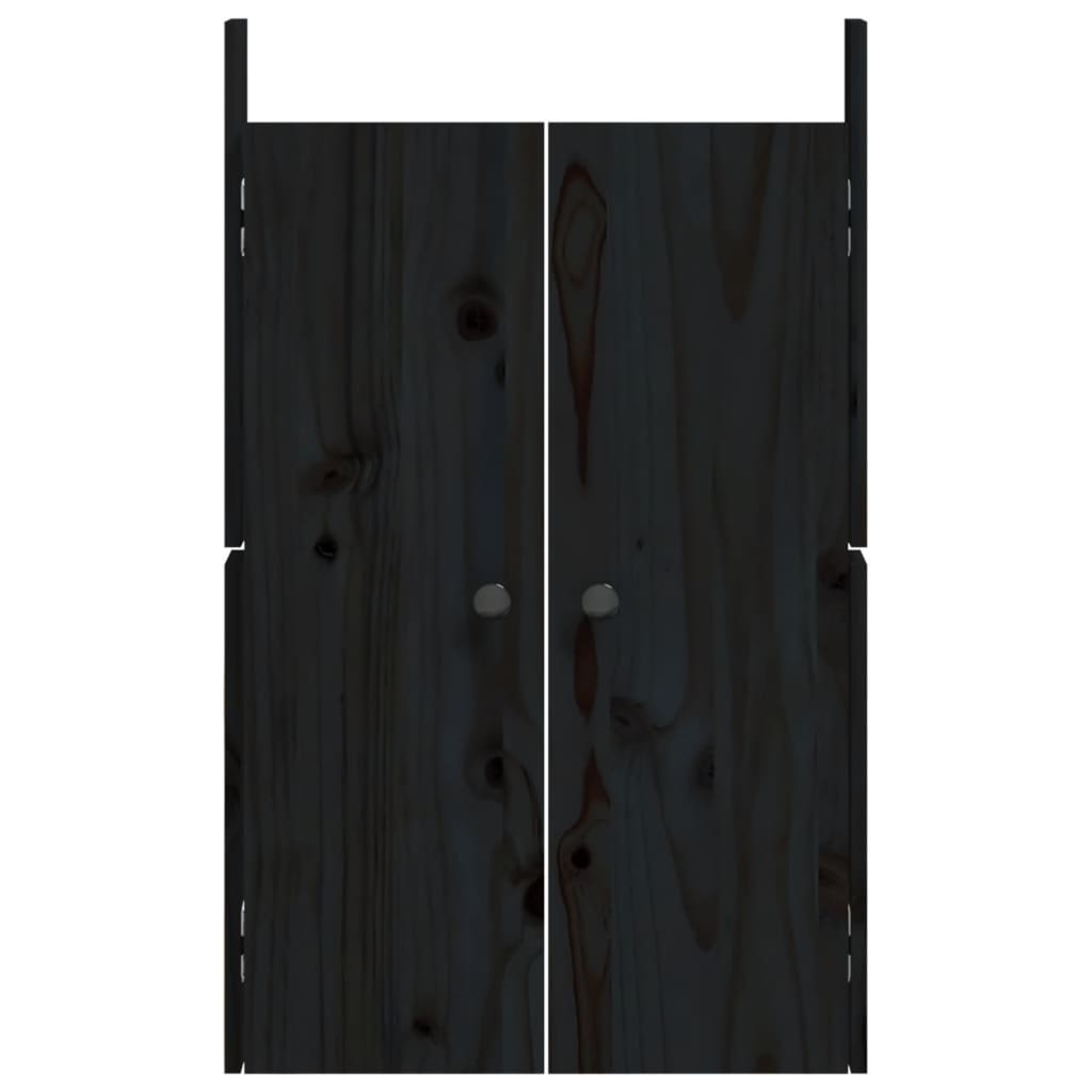 vidaXL Portes de cuisine d'extérieur 2 pcs noir bois de pin massif