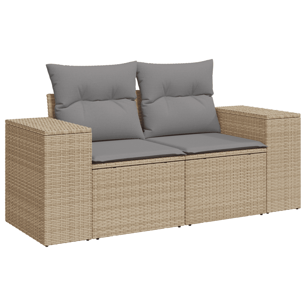 vidaXL Salon de jardin avec coussins 7pcs mélange beige résine tressée