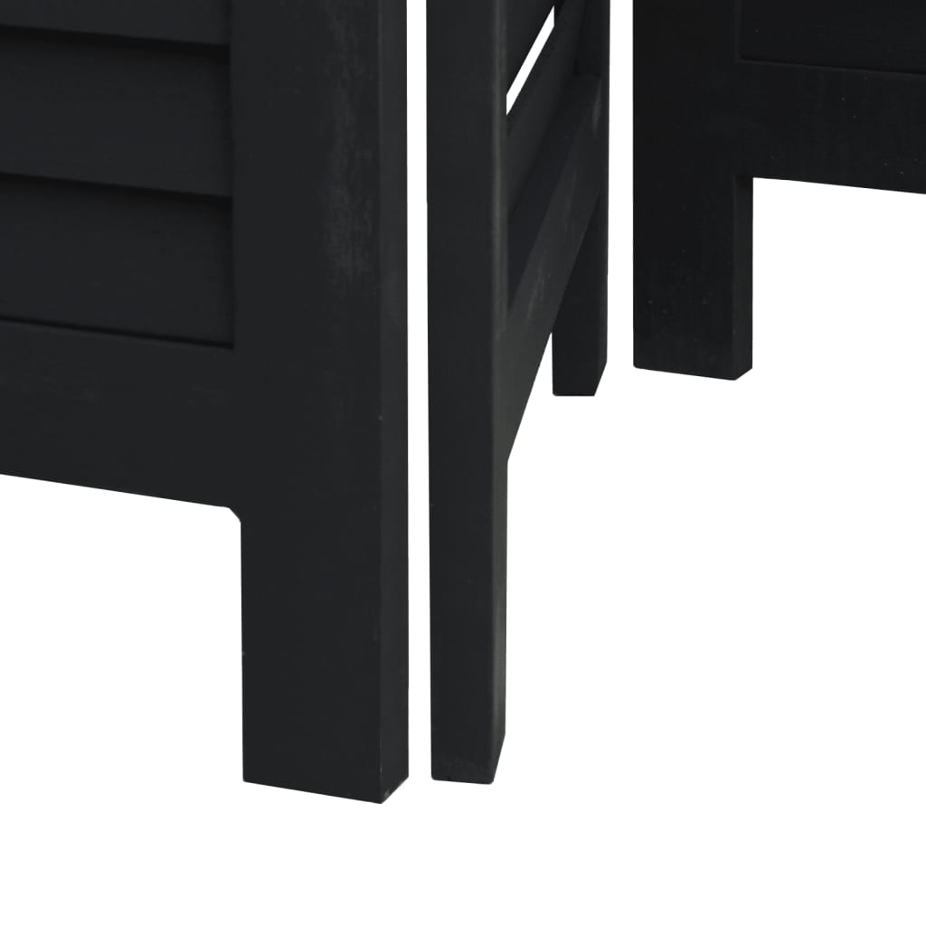vidaXL Cloison de séparation 6 panneaux noir bois de paulownia massif
