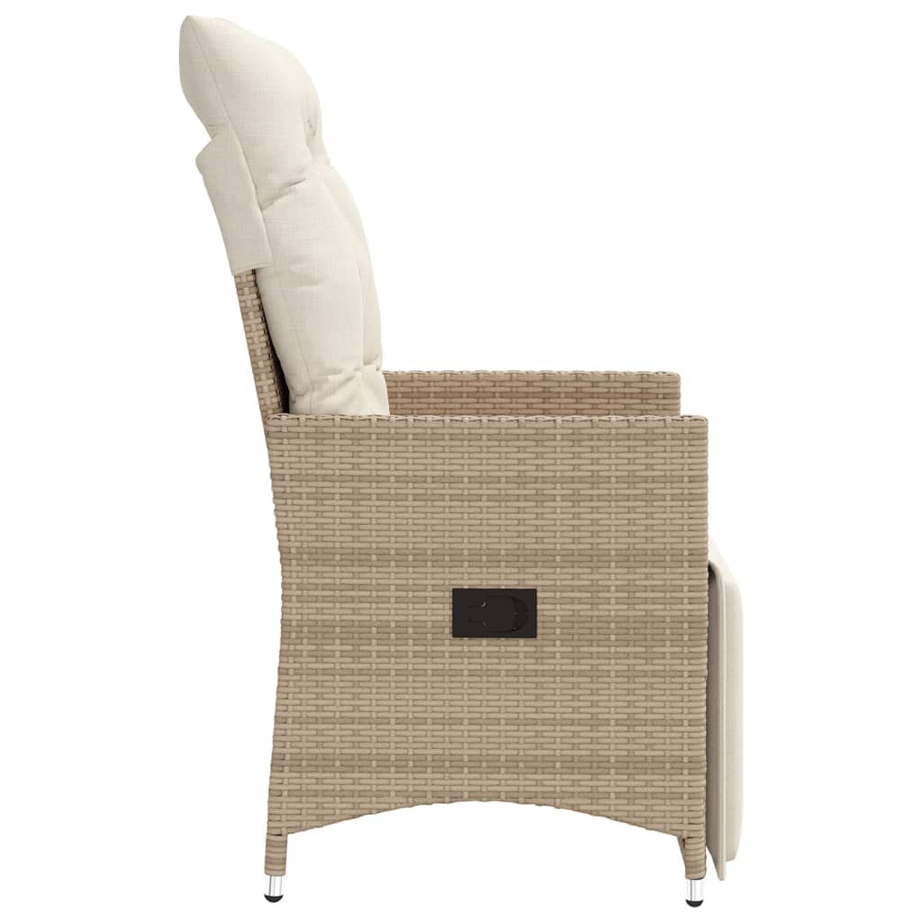 vidaXL Chaise inclinable de jardin avec coussins beige résine tressée