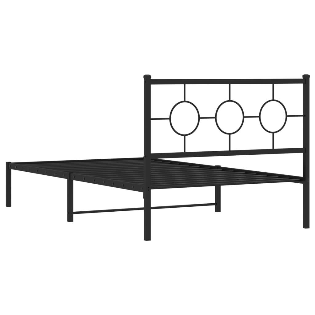 vidaXL Cadre de lit métal sans matelas avec tête de lit noir 107x203cm