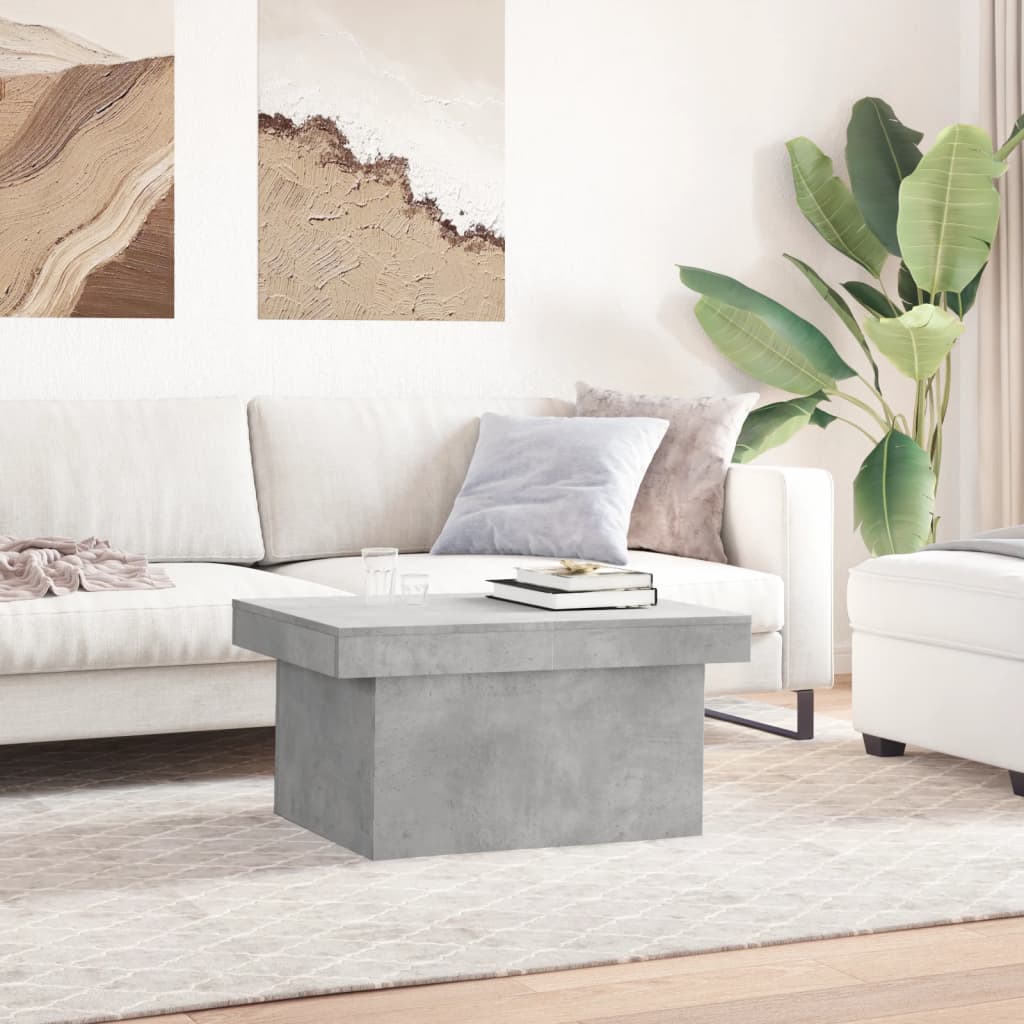 vidaXL Table basse gris béton 80x55x40 cm bois d'ingénierie