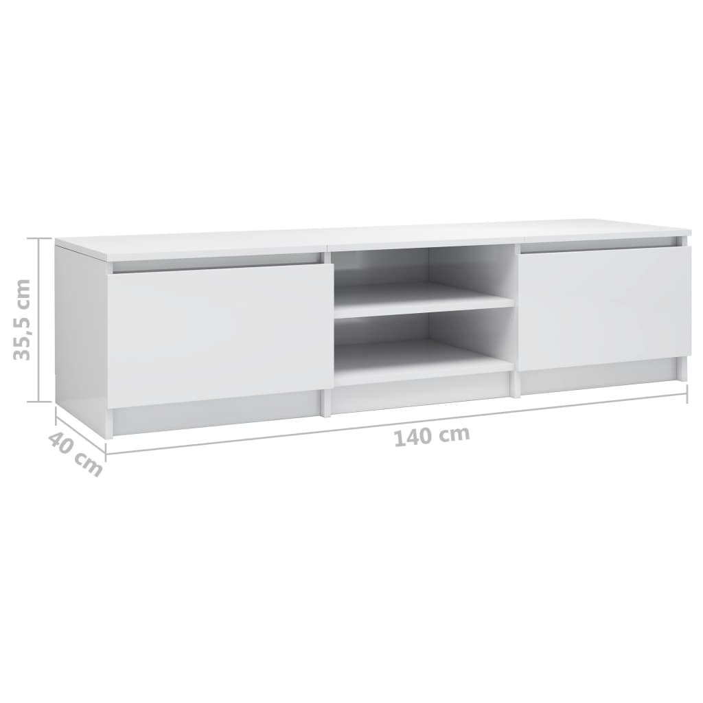 vidaXL Meuble TV blanc brillant 140x40x35,5 cm bois d'ingénierie
