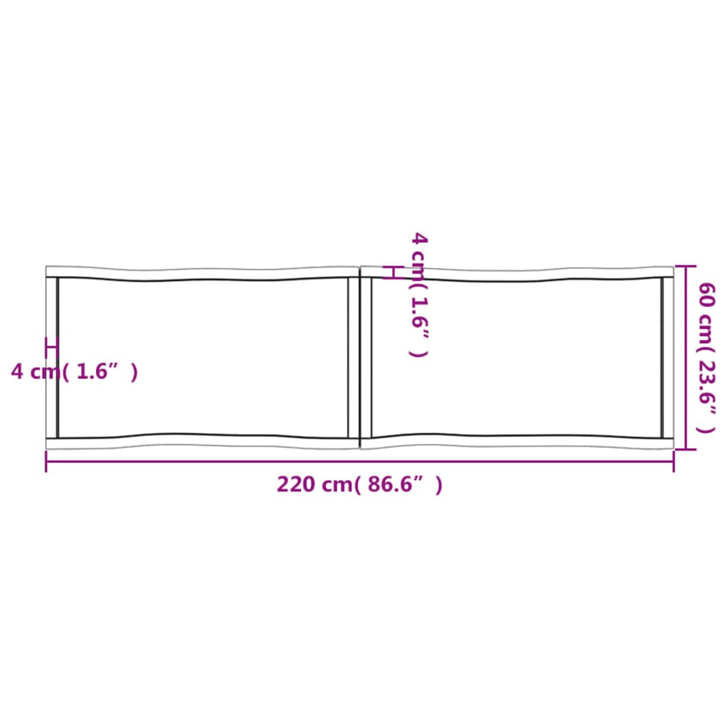 vidaXL Dessus de table bois massif traité bordure assortie