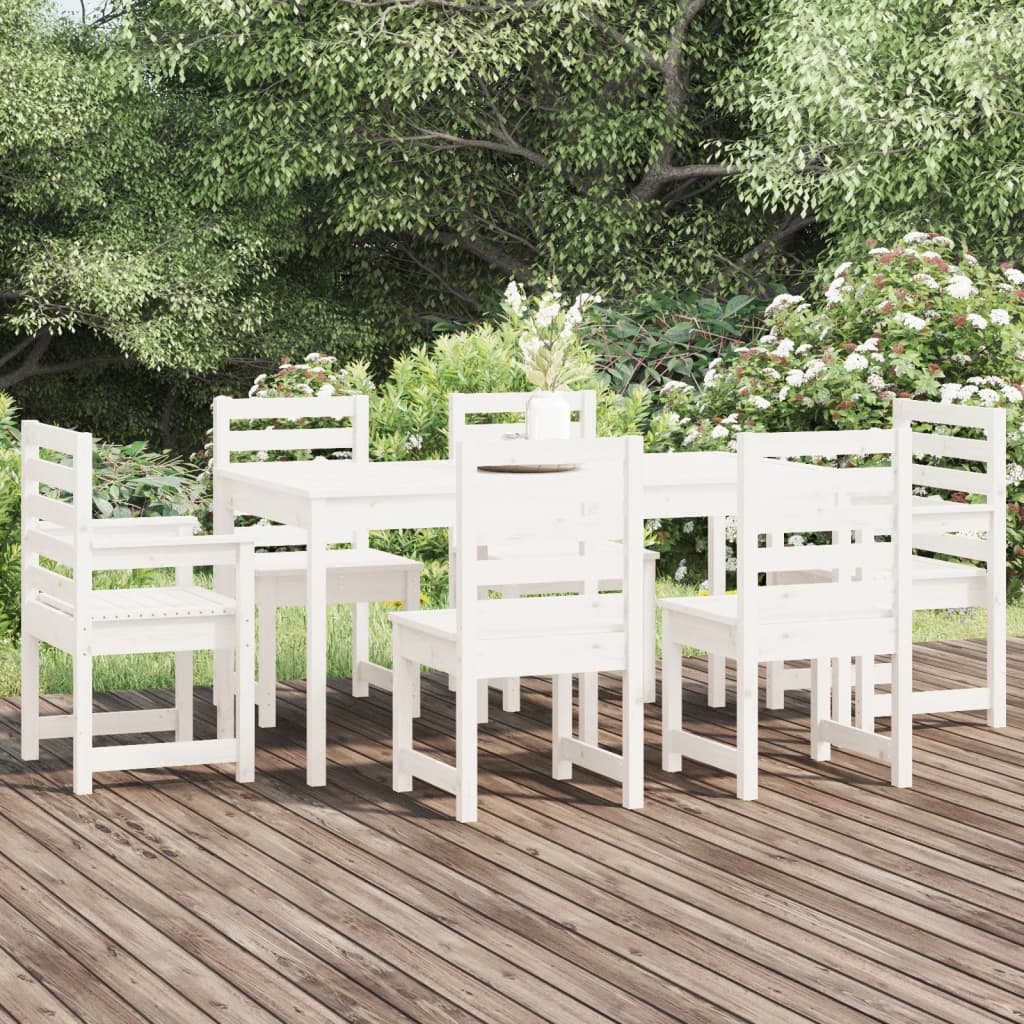 vidaXL Ensemble à manger de jardin 7 pcs blanc bois massif de pin