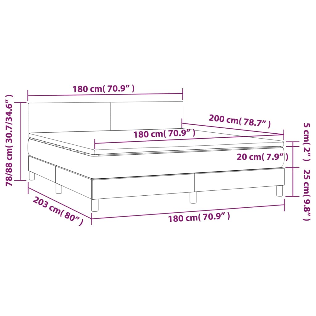 vidaXL Sommier à lattes de lit avec matelas Cappuccino 180x200 cm