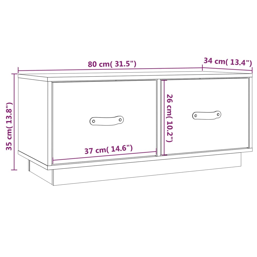 vidaXL Meuble TV Gris 80x34x35 cm Bois de pin massif